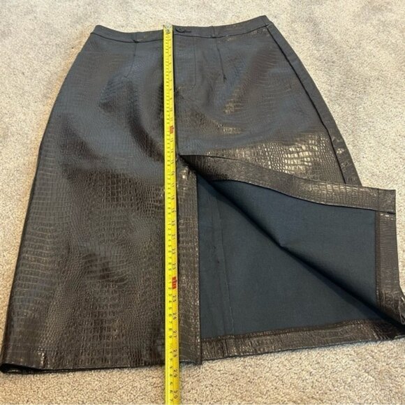 INC International Concepts Brown Reptile Embossed faux leather Pencil Skirt 6 - Picture 13 of 14